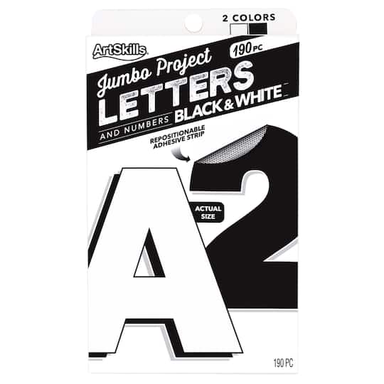 ArtSkills&#xAE; 4&#x22; Black &#x26; White 190 Piece Paper Poster Letter Set